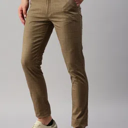 ZEDD Men Checked Relaxed Regular Fit High-Rise Chinos Trousers image 2