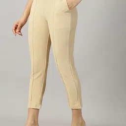 AUSK Women Relaxed Skinny Fit High-Rise Cropped Trousers-image-1