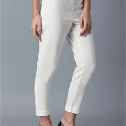 W Women White Slim Fit Trousers image 5