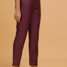 folk song W The Folksong Collection - Women Purple Solid Slim Pants image 3