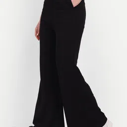 BROADSTAR Women Smart High-Rise Easy Wash Flared Bootcut Trousers image 2