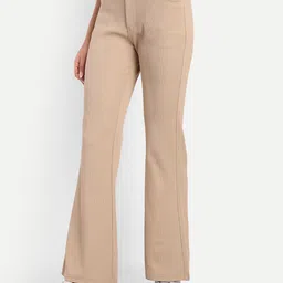 BROADSTAR Women High-Rise Stretchable Flared Bootcut Corduroy Trousers image 3