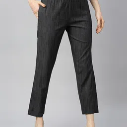GOLDSTROMS Women Charcoal Cotton Trousers image 2