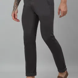 Cantabil Men Regular Fit Mid-Rise Plain Cotton Regular Trousers image 3