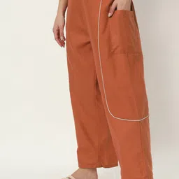 9rasa Women Relaxed Loose Fit Cotton High-Rise Balloon Trouser Trouser image 4