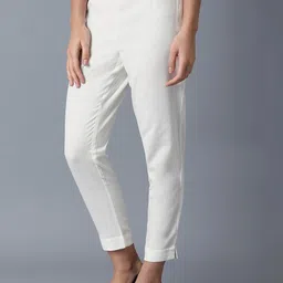 W Women White Slim Fit Trousers image 4