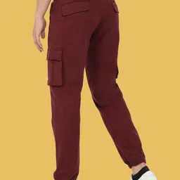 Campus Sutra Mens Maroon Relaxed Regular Fit Cotton Joggers Trousers image 5