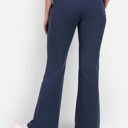 Next One Women Navy Blue Relaxed Flared High-Rise Easy Wash Parallel Trousers image 2