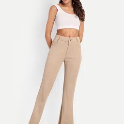 BROADSTAR Women High-Rise Stretchable Flared Bootcut Corduroy Trousers image 2