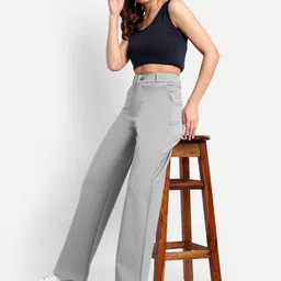 Next One Women Smart Loose Fit High-Rise Easy Wash Stretchable Formal Trouser image 2