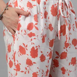 SkyaSia Shirt Collar Floral Printed Pure Cotton A Line Kurta with Trouser image 3