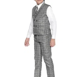 Jeetethnics Boys Grey & White Checked Shirt with Trousers image 4