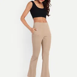 BROADSTAR Women High-Rise Stretchable Flared Bootcut Corduroy Trousers image 5