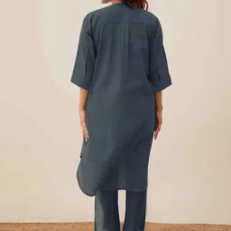 GoSriKi Round Neck Flared Sleeves High Low Kurta With Trousers image 5