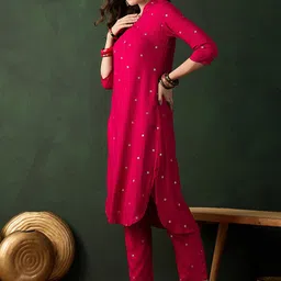 Sangria Printed Kurta With Trousers image 4