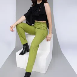 Xpose Women Comfort High-Rise Straight Fit Cargos Trousers-image-88