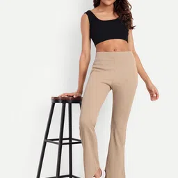 BROADSTAR Women High-Rise Stretchable Flared Bootcut Corduroy Trousers image 4