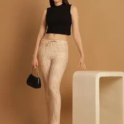 Aarsha Women Striped Mid-Rise Cotton Trouser image 3