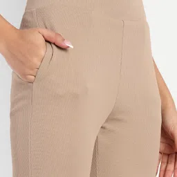 BROADSTAR Women High-Rise Stretchable Flared Bootcut Corduroy Trousers image 3