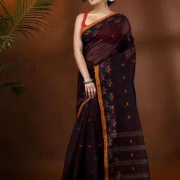 DESH BIDESH Floral Woven Design Pure Cotton Taant Saree-picture-21