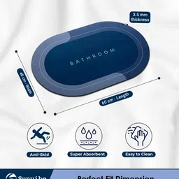 sunvibe Blue Slogan Rubber 24x16 Inches AntiSkid Bath Mats (Pack of 2) image 2