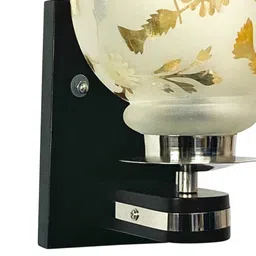 foziq White & Gold E27 holder Wood & Glass Uplight Wall Scone image 4