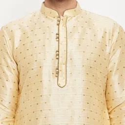 VASTRAMAY Ethnic Motifs Woven Design Straight Kurta with Pyjamas & Nehru Jacket image 4