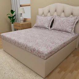 Himeya Rose & White Ethnic Pure Cotton 180 TC King Bedsheet with 2 Pillow Covers image 1