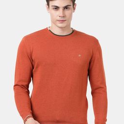 t-base Men Orange Cotton Pullover Sweater-picture-3