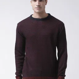 Club York Men Navy Blue Ribbed Pullover-image-41