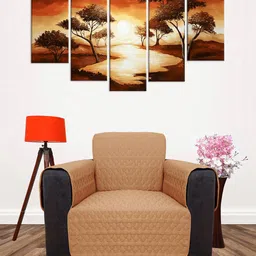 DREAM CARE Beige & Maroon 3 Layer Soft Quilted Reversible Sofa Cover-image-42