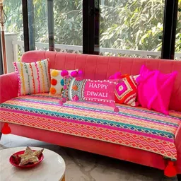THROWPILLOW Multicoloured Printed Polyester 1 Piece Sofa Cover-picture-56
