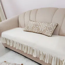 THROWPILLOW Off White Anti Slip 4 Seater Sofa Cover-image-23
