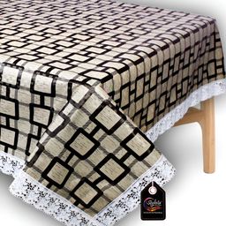 Stylista Beige & Black Geometric Waterproof 4 Seater Table Cover-picture-9