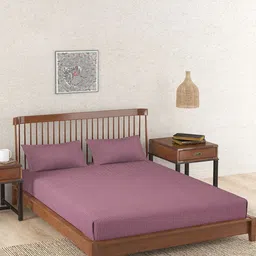 Fabindia Purple & White Striped Cotton Single Bedsheet with 2 Pillow Covers-image-67