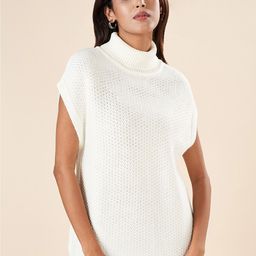 AKKRITI BY PANTALOONS Open Knit Turtle Neck Short Sleeves Acrylic Pullover Sweater-picture-21