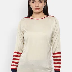 Van Heusen Woman Women Cream-Coloured & Red Pullover image 1