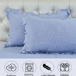 THE little BIG STORE Blue 300 TC King Bedsheet with 2 Pillow Covers image 5