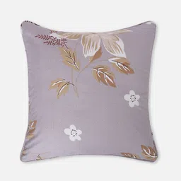 SWAYAM Set Of 2 Brown & White Floral Printed Pure Cotton Square Cushion Covers image 2