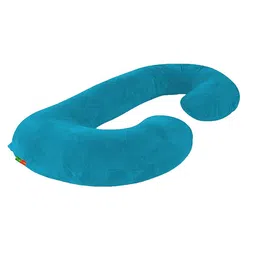 Pum Pum Unisex Blue Solid C Shape Maternity Hollow Fiber Pillow with Removable Zip Cover image 4