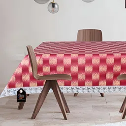 Stylista Red & White Printed 1.01 m x 1.01 m Waterproof Square Table Cover image 5