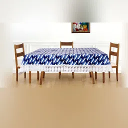 Stylista Blue & White Waterproof Rectangle 4 Seater Table Cover image 4