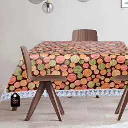 Stylista Brown & Green Abstract Printed Waterproof Square Shaped 6-Seater Table Cover image 4