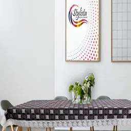 Stylista Brown & White Printed 2.28 m x 1.52 m Waterproof Rectangle Table Cover image 2