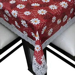 Stylista Brown & Withe Floral Printed Waterproof 2.28 m x 1.52 m Rectangle Table Cover image 2