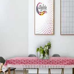 Stylista Pink Waterproof Geometric Print 6 Seater Table Cover image 2
