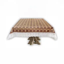 Stylista Brown & Yellow Checked Waterproof Rectangular Shaped 12 Seater Table Cover image 3