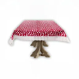 Stylista Red & White Geometric Printed Waterproof Rectangle 12-Seater Table Cover image 4