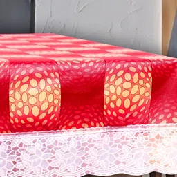 Stylista Red & White Printed 1.52 m x 3.04 m Waterproof Rectangle Table Cover image 2