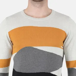 Monte Carlo Men Black & White Colourblocked Pullover image 2